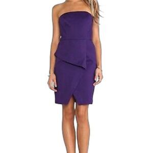 NWT Trina Turk Purple Strapless Peplum Dress 10